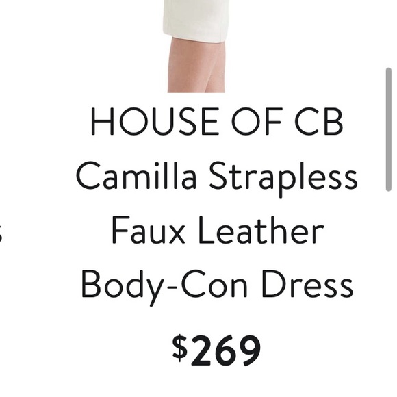 HOUSE OF CB Camilla Strapless Faux Vegan Leather Body-Con Dress $269 Ivory Small - Picture 11 of 16